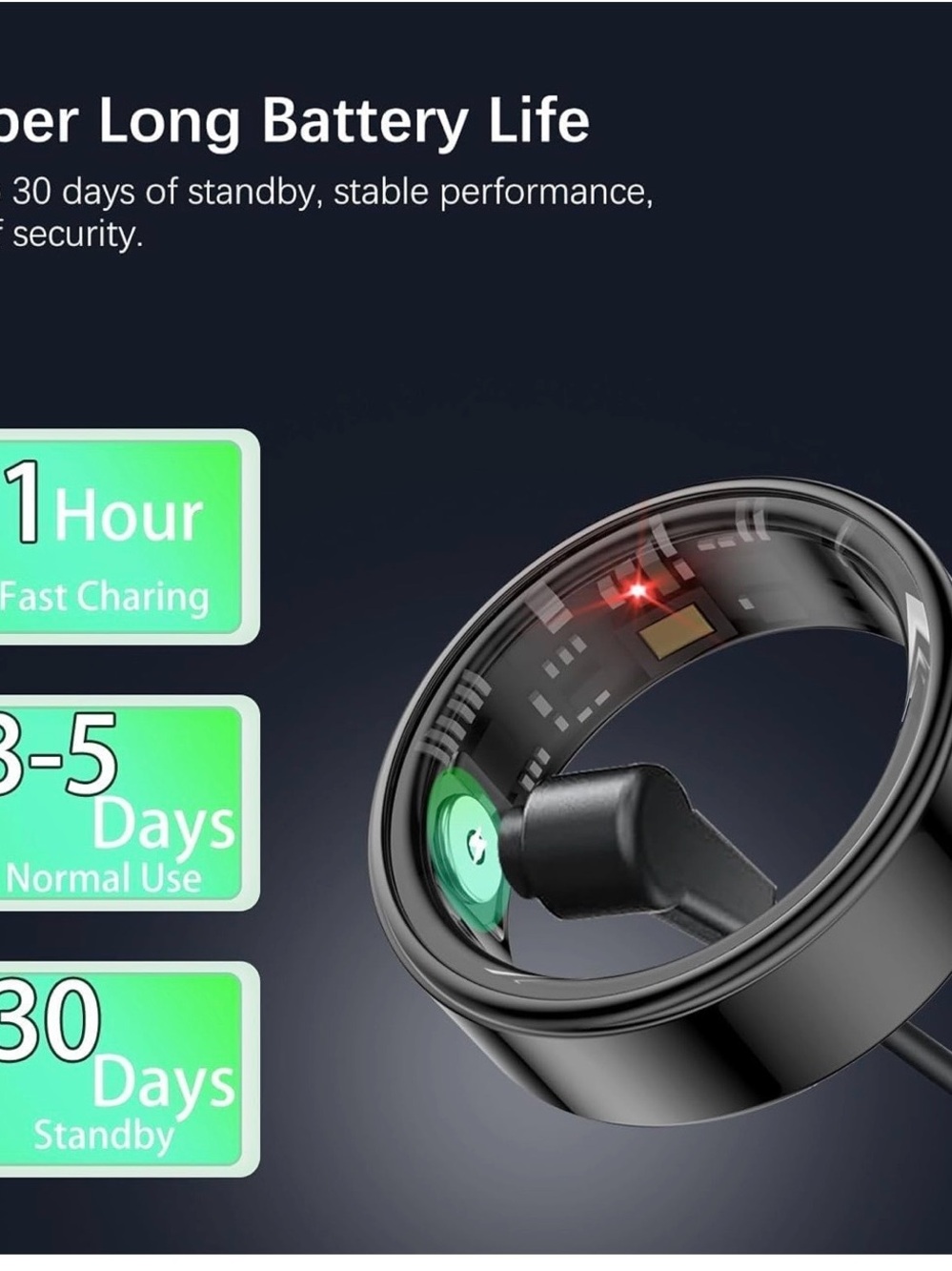 Smart Health Tracking Ring - Black - Picture 5 of 13
